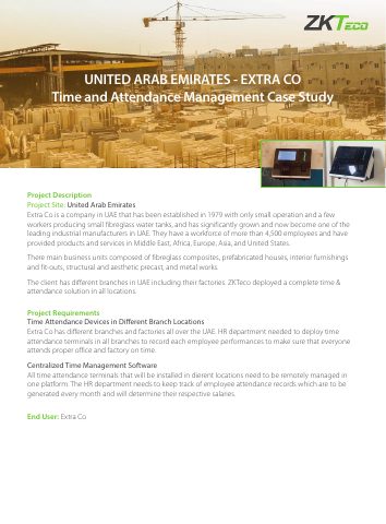 Couverture du document ZKTeco : Extra Co