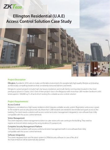 Image de l'étude de cas ZKTeco : Ellington à Dubaï : contrôle d'accès du complexe résidentiel Belgravia
