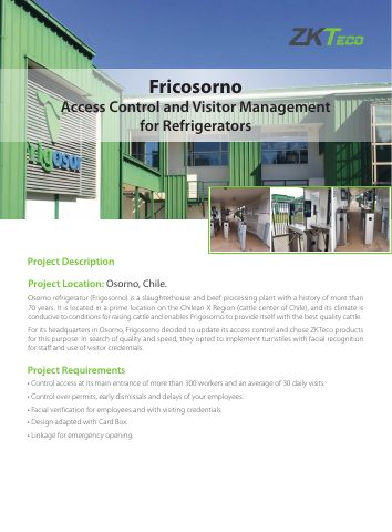 غلاف وثيقة ZKTeco: Fricosorno