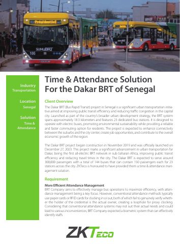 غلاف وثيقة ZKTeco: Dakar BRT