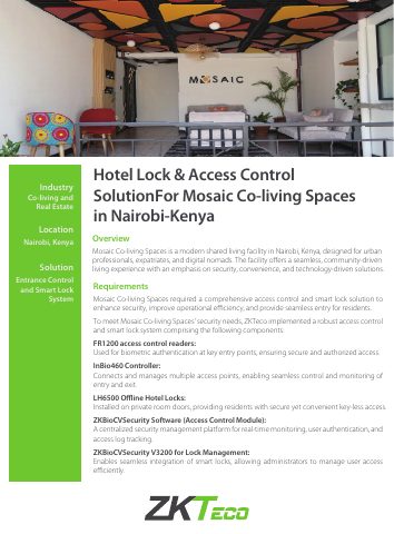 غلاف وثيقة ZKTeco: Mosaic Co-living