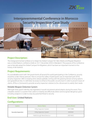Couverture du document ZKTeco : Conférence intergouvernementale de l'ONU sur les migrations (Marrakech, 2018)