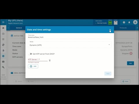 Eaton Gigabit Network Card (Network-M3): General Settings
