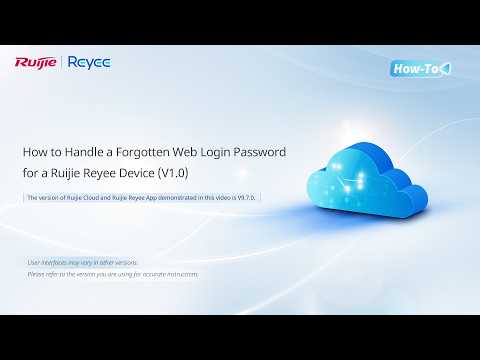 How to Handle a Forgotten Web Login Password for a Ruijie Reyee Device V1. 0