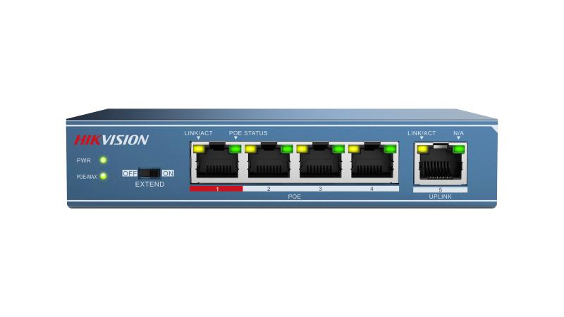 DS-3E0105P-E Hikvision - سويتش PoE غير مدار 4 منافذ