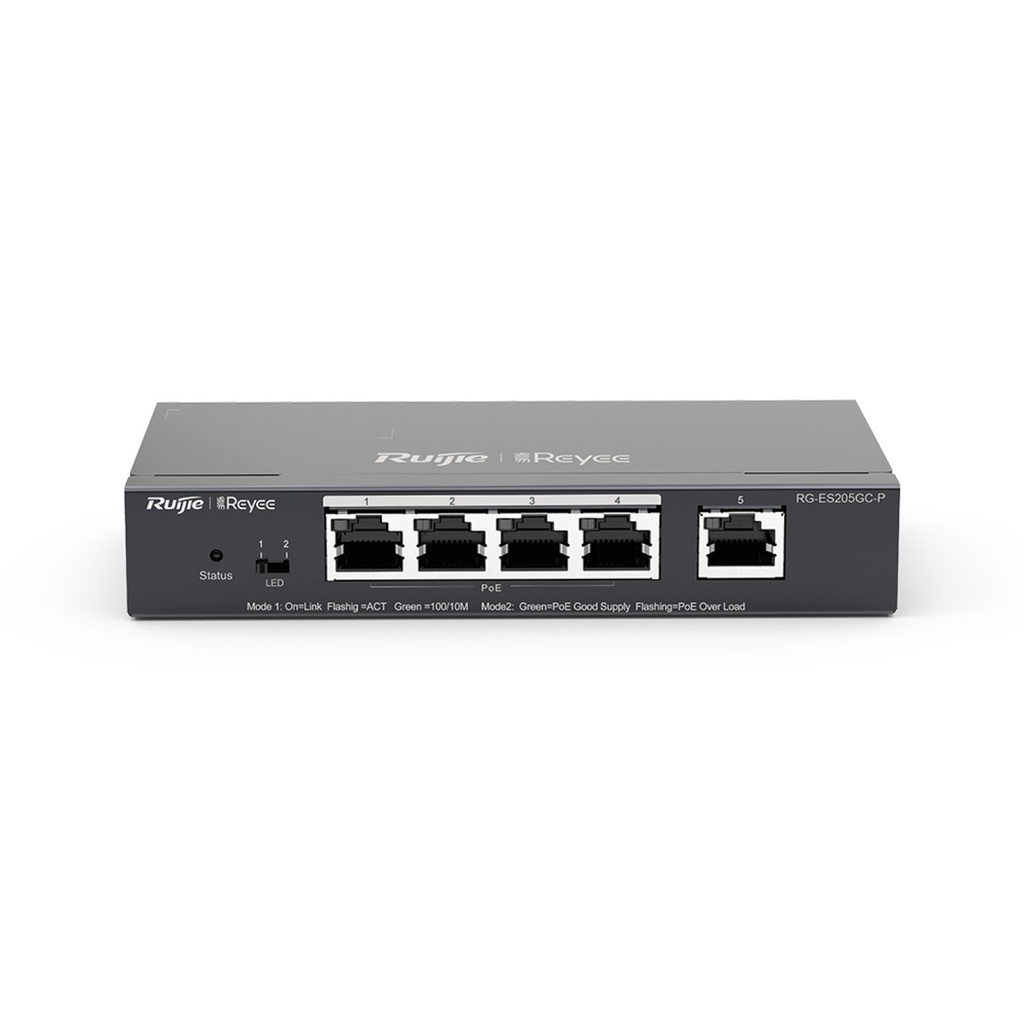 RG-ES205GC-P Ruijie - Switch PoE smart 5 ports Gigabit