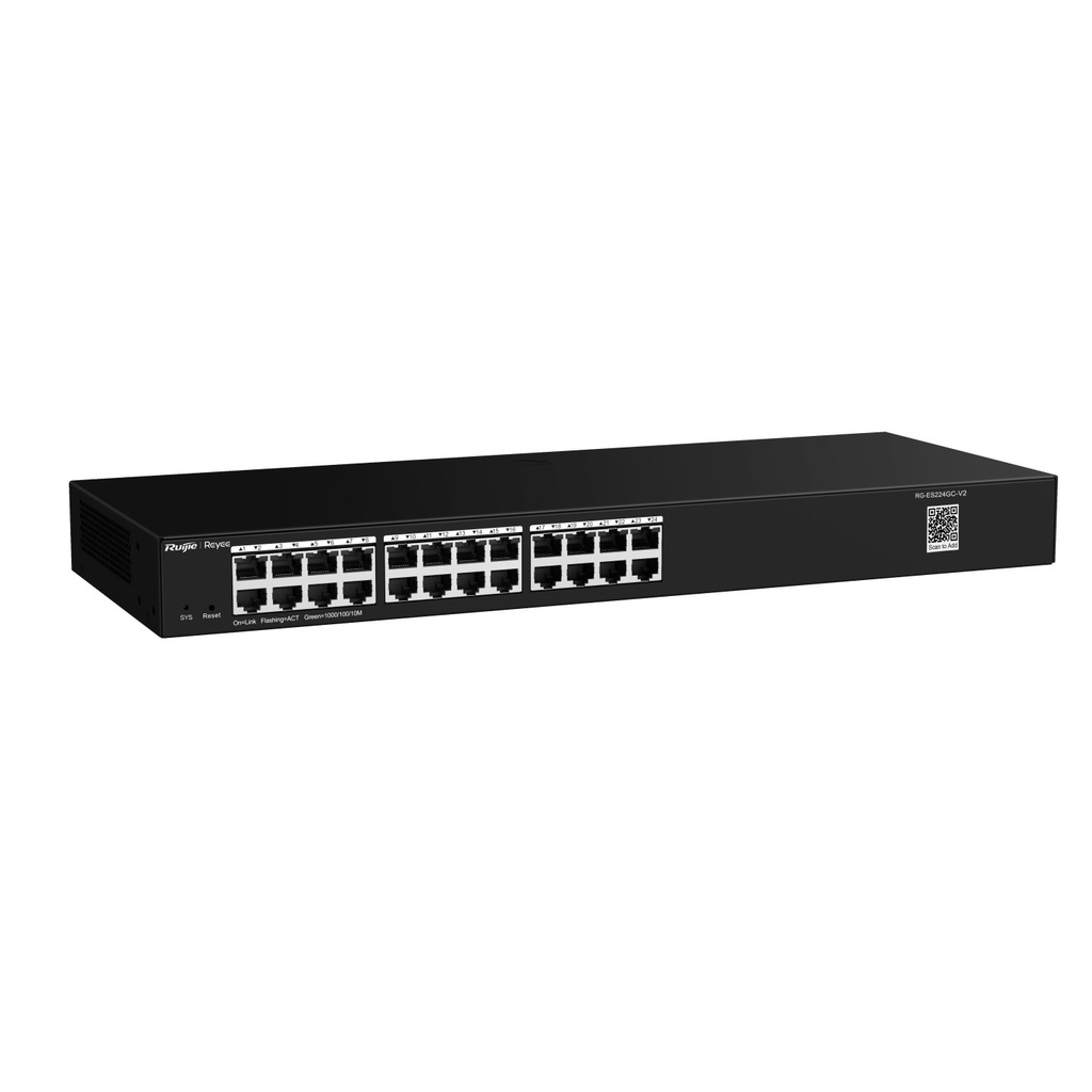 RG-ES224GC Ruijie - سويتش ذكي 24 منفذا Gigabit، للتركيب في خزانة 19 بوصة